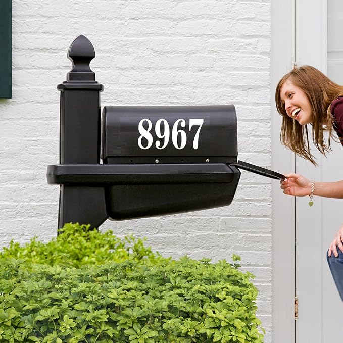 Kattykitty White Mailbox Numbers for outside, Vinyl Waterproof Mailbox Number Stickers, Address Numbers for House, House Numbers for Outside(4 inch, 5 sets)