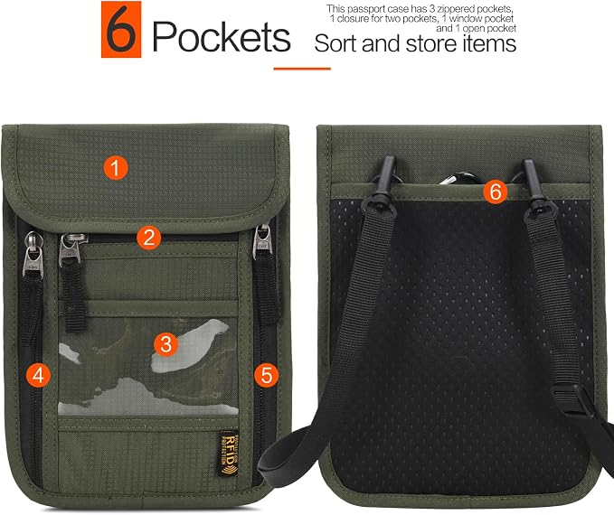 Neck Wallet Lightweight RFID Blocking Waterproof Travel Pouch Passport Wallets for Women Men