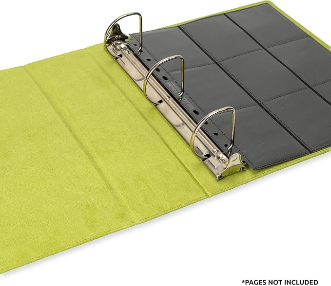 Vault X Large Ring Binder, 900 Cards, fits 9 Pocket Pages, Exo-Tec Material, 3 D-Ring Folder, for Trading Cards (Black/Green)