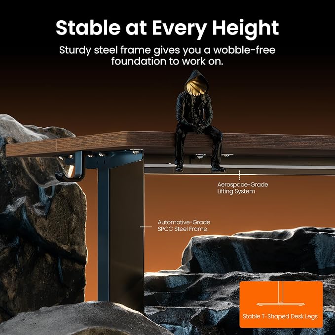 ErGear Height Adjustable Electric Standing Desk, 40 x 24 Inches Sit Stand up Desk, Memory Computer Home Office Desk, Dark Walnut