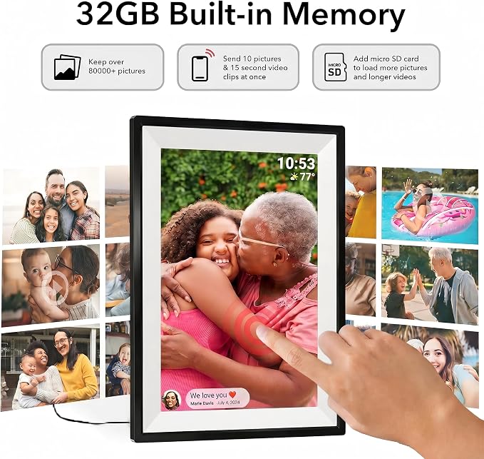 Frameo 15.6" Digital Photo Frame WiFi Picture Frame | Instant Photo and Video Sharing, Full Hd 1080p Touchscreen, Senior-Friendly, Private Family Sharing, 32gb Built-In Storage