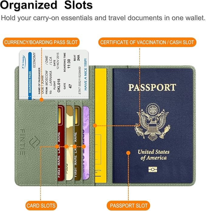 FINTIE Passport Holder, Slim Travel Wallet RFID Blocking Card Case Cover | Passport Cover Protector Essentials with Credit Card Slots, For Women/Men