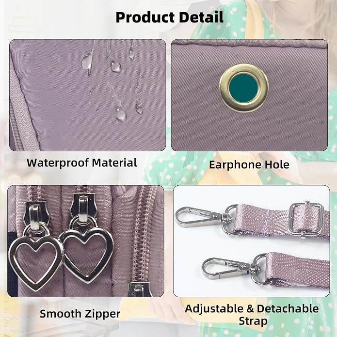 Small Crossbody Bag for Women - Mini Phone Purses with Crossbody Strap and Wallet - Nylon Arm Bag