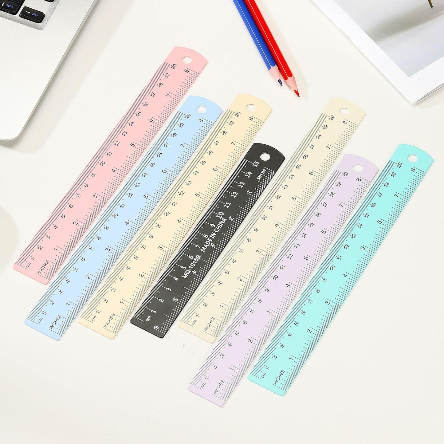 PATIKIL 15cm/6" Metal Ruler, 2 Pack Aluminum Alloy Rulers with Centimeters, Millimeters, Inches and Conversion Table Straight Edge Ruler for Writing Machinist Drafting, Beige