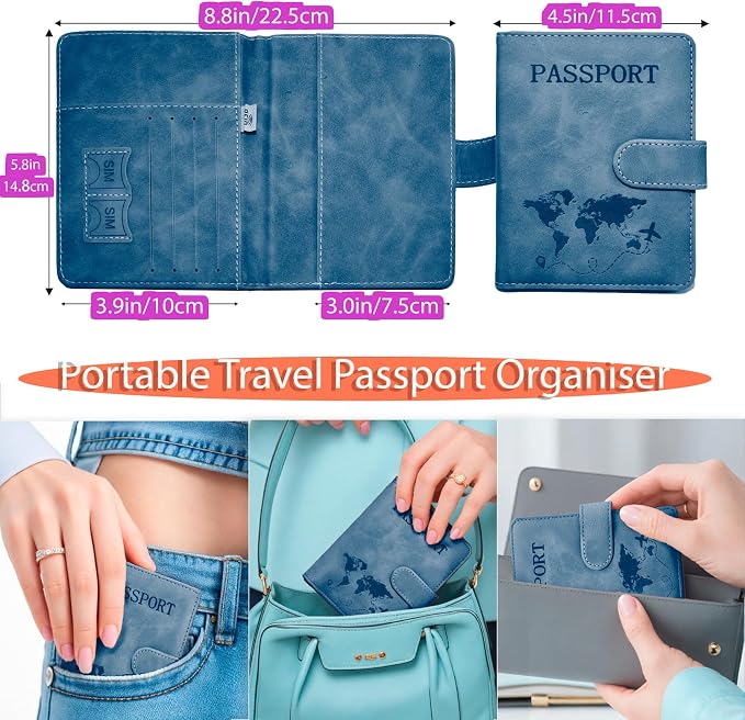 Passport Holder for Travel Essentials, 2 Pack Rfid Passport Cover for Women Men