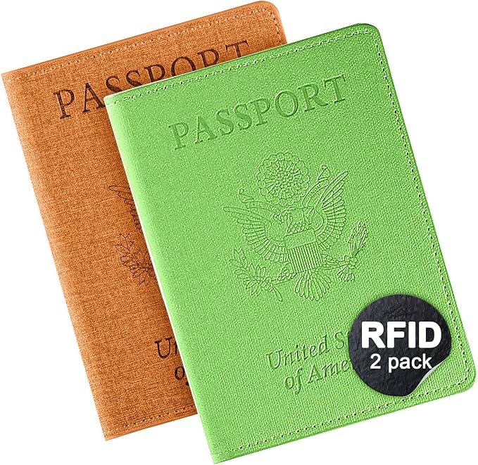 2Pack Passport Wallet, Travel Gifts, Travel Accessories - Yellow&Green