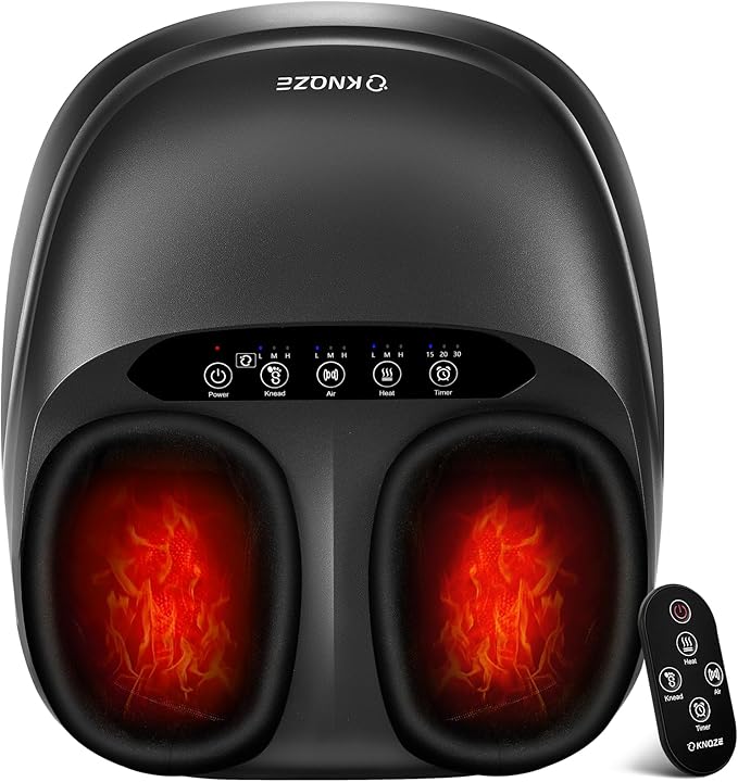 KNQZE Foot Massager Machine with Heat, Shiatsu Deep Kneading Foot Massager with Remote, Compression, Multi-Massage Modes, Auto-Off Timers, Valentines Day Gifts for Women Men