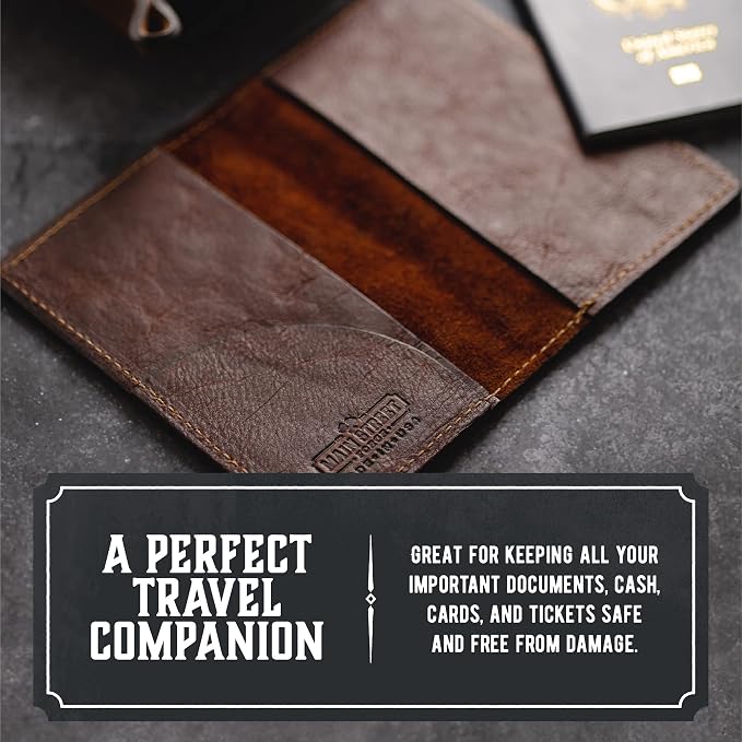 Leather Passport Holder for Men | Made in USA | 3.5" x 5.5" Field Notes Cover | Charred Oak