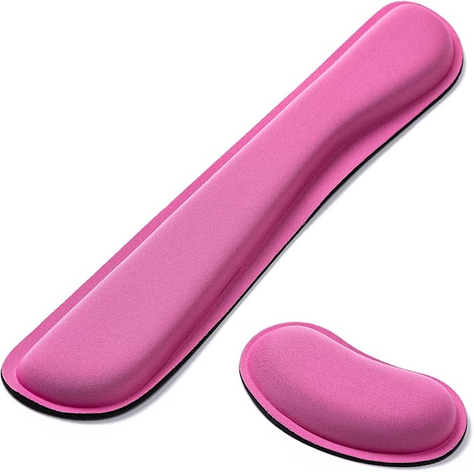 Hoewina Keyboard Wrist Rest,Ergonomic Wrist Support for Keyboard,Rose Red | Computer Wrist Rest,Superfine Fabric and Gel Memory Foam Wrist Pad,Easy Typing&Pain Relief,Suitable for Office,Family