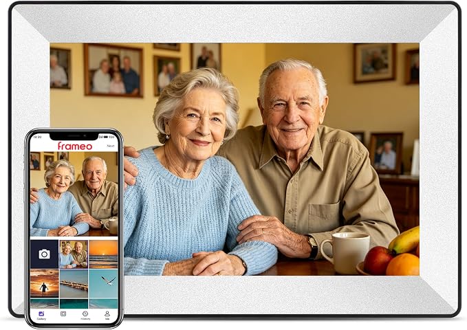 Frameo 10.1inch Digital Picture Frame WiFi Smart Digital Photo Frame 1280 * 800 IPS HD Touch Screen,16GB Memory Auto-Rotate,Share Photos/Videos Instantly via Frameo App from Anywhere