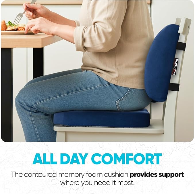FORTEM Seat Cushion, Office Chair Cushion, Lumbar Support Pillow for Office Chair, Memory Foam Car Seat Cushions, Sciatica Coccyx Tailbone Pain Relief, Cushions for Back Support, Washable, Non Slip XL