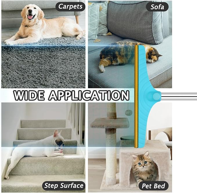 Carpet Rake for Pet Hair Removal Tool, Dog Cat Hair Remover for Furniture | 60'' Pet Hair Remover Broom for Pet Owner Reusable Hair Remover with Adjustable Handle, Carpet Brush for Rugs, Mats, Couch