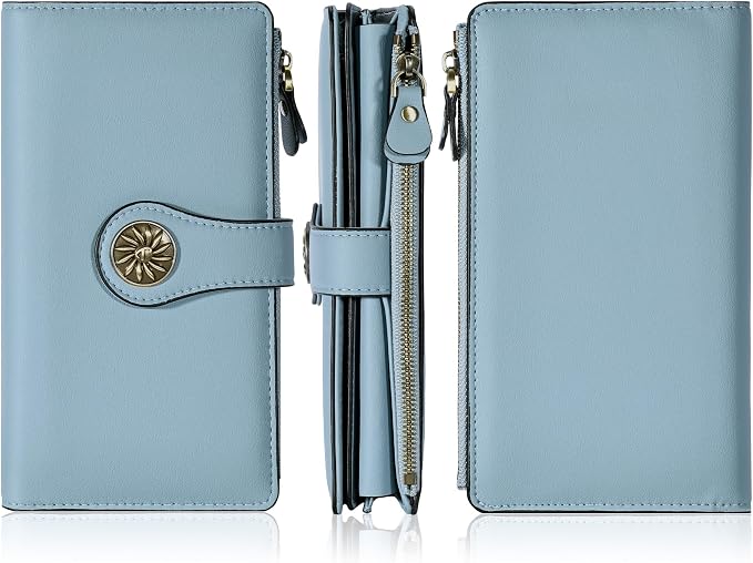 Travelambo Women's Wallet RFID Blocking Trifold Clutch Large Capacity Credit Card Holder Travel Purse