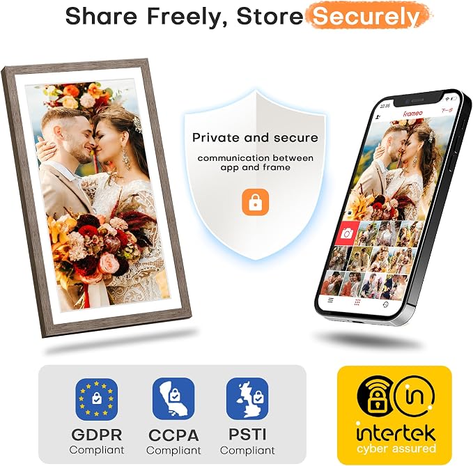 Digital Picture Frame 15.6 Inch, Large WIFI Digital Photo Frame Frameo,Electric Slideshow Frame, 1920 * 1080 IPS FHD Touchscreen, 32GB, Tabletop&Wall-Mounted, Share Video Picture, Wedding Gift, Greige