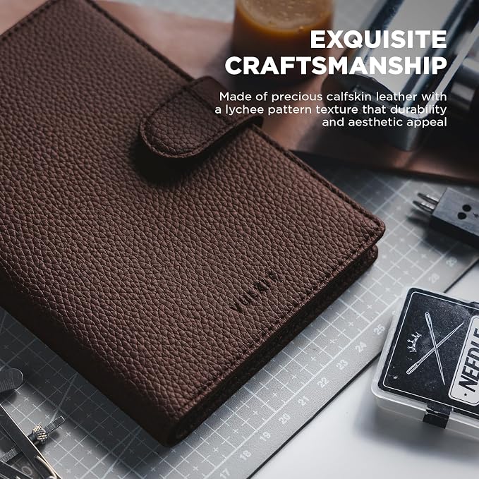 VULKIT Dual Leather Passport Wallet with Airtag Holder Slim Double Passport Holder RFID Blocking Passport Travel Wallet for Women or Men