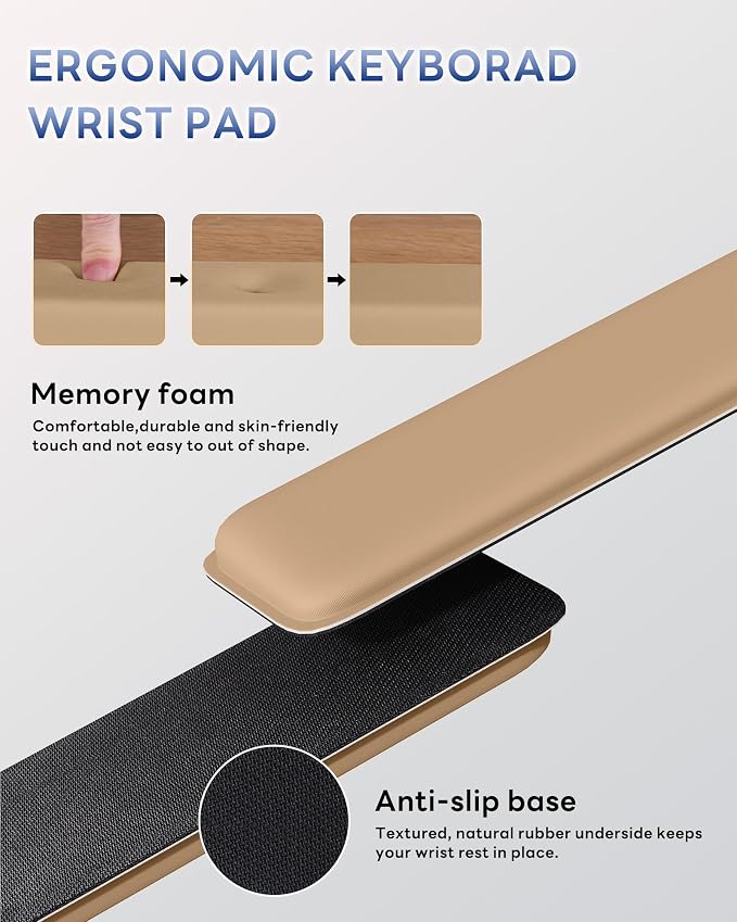 Laborio Computer Keyboard Wrist Rest, Keyboard Riser Stand for Desktop | Coffee, Ergonomic Acrylic Keyboard Holder, Non-slip Wrist Pad, Pain Relief for Typing, Multiple Colors