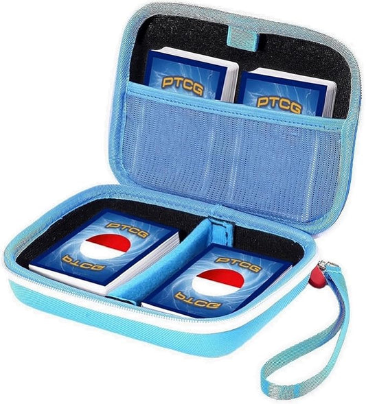 ProCase Collectible Trading Card Case, Hard Travel Carrying Storage Box Holds 300+ Cards for MTG, TCG, Yu-Gi-Oh, Lorcana, Holder Organizer with Removable Divider and Multiple Color Options -Blue