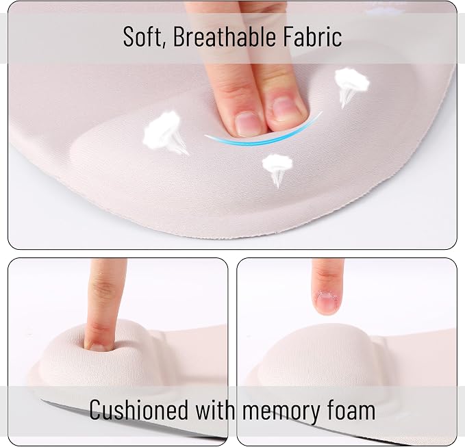 Mr. Pen- Ergonomic Mouse Pad with Wrist Rest | Breathable Fabric with Memory Foam Cushion, Non-Slip Rubber Base, Gel Mouse Pad with Wrist Support