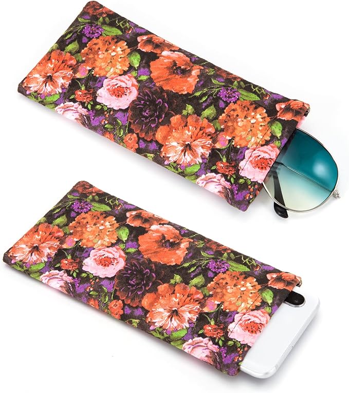 TRIUMPH VISION Eyeglass Case Glasses Case Soft Sunglass Pouch Sleeve 3 Pack | Slim Lightweight Alternative to Bulky Case, Leather Lined Protect Lens, Squeeze Easy to Use, Stylish Portable for Daily Use