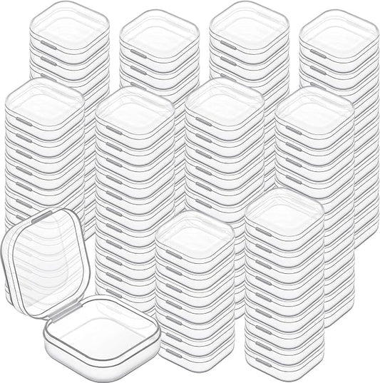 Jetec 120 Pieces Mini Plastic Clear Beads Storage Containers Box for Collecting Small Items, Beads, Jewelry, Business Cards, Game Pieces, Crafts (1.4 x 1.4 x 0.7 Inch)