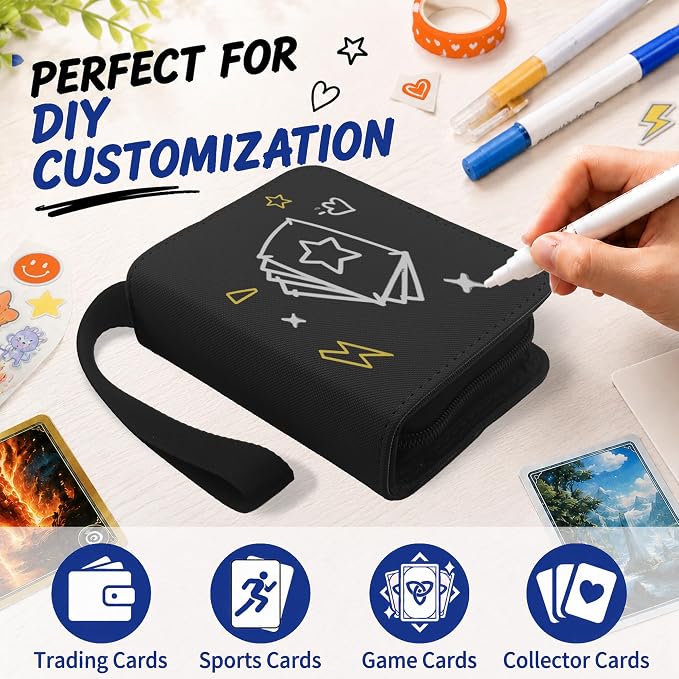 1 Pocket Card Binder with Zipper, 100 Pockets Mini Trading Card Album, Premium PU Leather Single Card Binder, Small Display Folder for TCG & Sports Cards