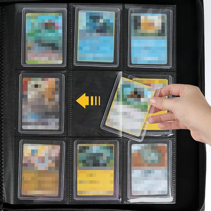 Toploader Binder, Holds 324 Toploaders, 9 Pocket Top Loader Binders with Sleeves for 3 x 4'' Toploaders, Double-Sided Pocket Top Loader Storage Binder, Trading Card Binder - Diamon Red