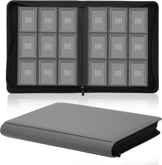 Toploader Binder,Trading Card Binder Storage Hold up 288 Cards 9-Pocket Top Loader Binder with Sleeves for 3"x4" Rigid Toploaders Hard Cases (9Dark Grey)