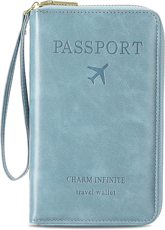 Leather RFID Blocking Passport Holder Travel Wallet, Passport Cover/Travel Wallet for Women/Men with