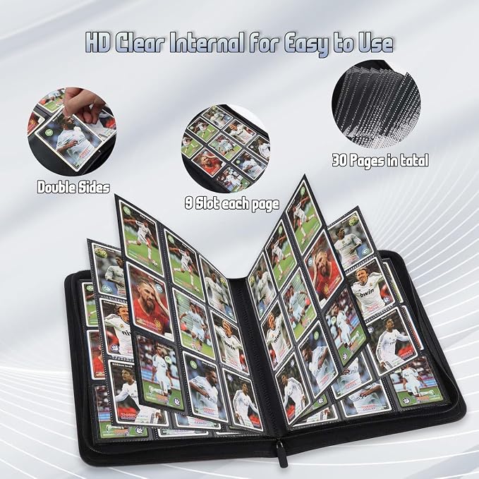 Trading Card Binder, Premium 9 Pocket Double Sided 540 Pocket PU Card Collection Binder, Collectible Trading Card Albums for MTG, TCG, Sport Card, Game Cards (Yellow 1)