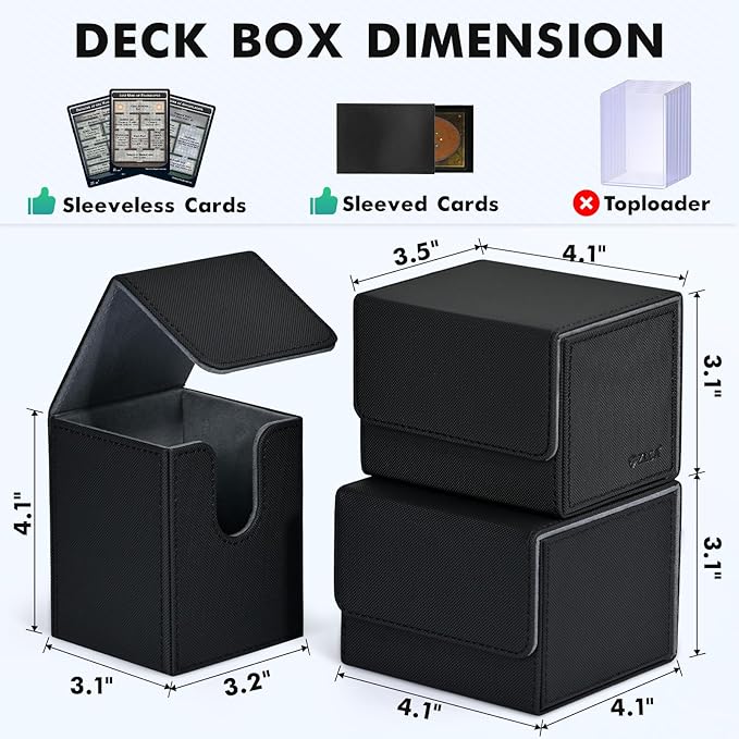 ZLCA Card Deck Box for MTG, Yugioh Deck Case Holds 100+ Single Sleeved Cards, PU Leather Magnetic Storage Box Fits for CCG TCG Sport Card (Black& Purple)