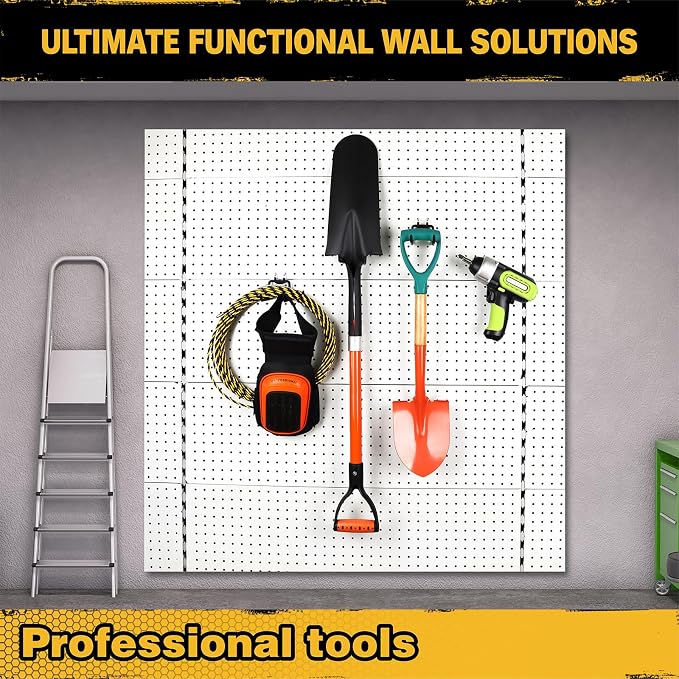 ELEAD 8-Piece Flat Pegboard Hooks, Peg Board Organizer Accessories for Hanging, Fit 1/4" Pegboard, Peg Board Tool Hangers for Garage Kitchen Workbench