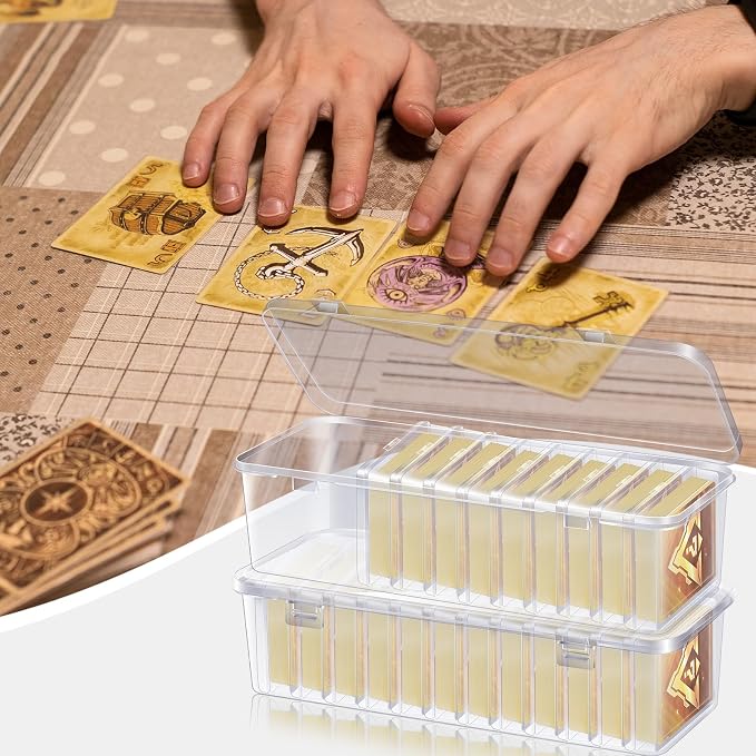 48 Pcs Playing Card Box, Clear Trading Card Storage Organizer 3.86 x 2.91 x 0.94 Inch Plastic Card Deck Case Snap Closed Holder Storage Organizer for Gaming Cards, Business Card Storage (48)
