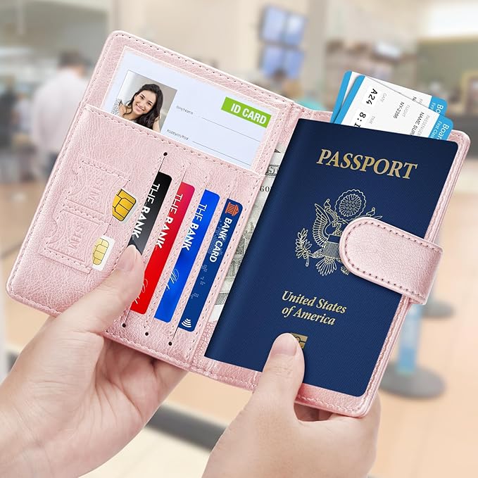 Herain Passport Holder for Travel Essentials, 2 Pcs Passport Cover Wallet Case Travel Gifts Women Men Family, RFID Passports Book Card Holders Travels Cruise Accessories Must Haves