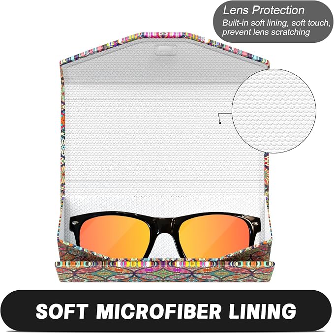 Sunglasses Case, Foldable Glasses Case, Magnetic PU Leather Hard Shell Folding Eyeglass Holder Box, Collapsible Unisex