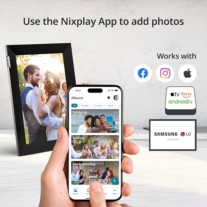 Nixplay Digital Touch Screen Picture Frame with WiFi - 10.1” Photo Frame, Connecting Families & Friends (Black/Silver)