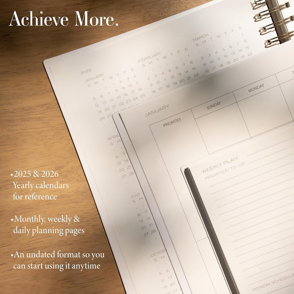 Anecdote Planner 2025 (8.5" x 10") Spiral Yearly Planner - 2025 Planner Weekly and Daily - Features a Library Buckram Cover, Brass and A4 Size Bleed-Resistant Paper - Organize All 52 Weeks. Start Anytime – Blossom