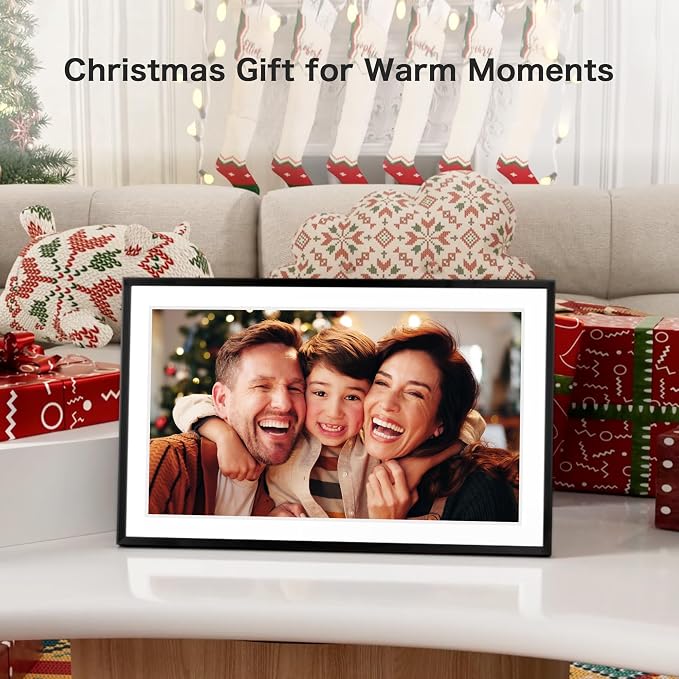 Digital Picture Frame, Frameo 15.6 Inch Large Digital Photo Frame WiFi, 1920 * 1080 IPS FHD Touch Screen, 32GB, Tabletop&Wall-Mounted, Electronic Photo Frame, Share Video, Birthday, Wedding, for Mom
