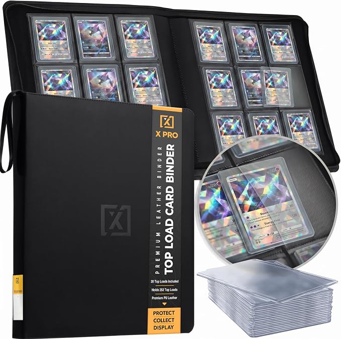 X PRO Top Load Card Binder - Compatible with Top-loading Card Cases - Fits 252 | 20 Premium Loaders Included | 9-Pocket Ringless Double-Sided Pages | Premium Storage for TCG & Sports Cards