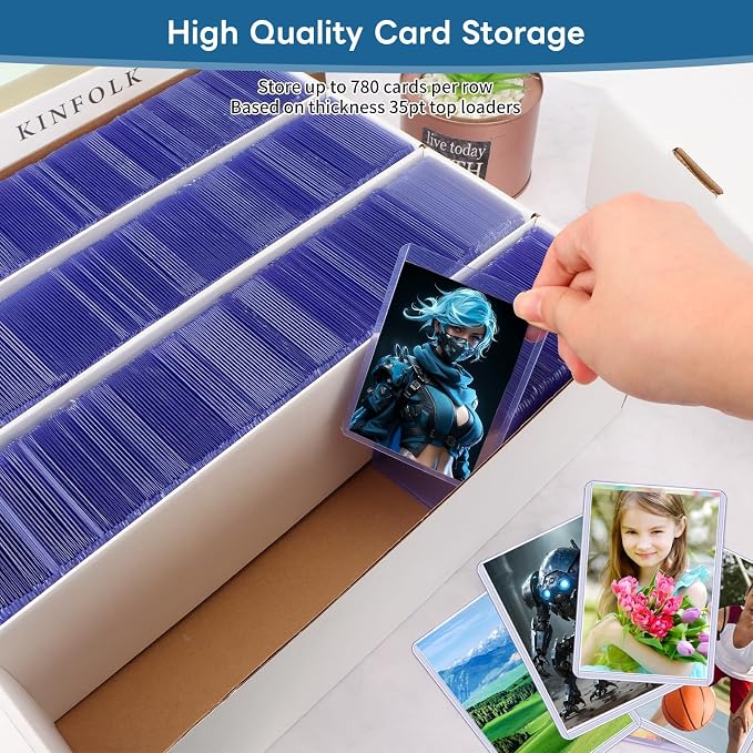 Trading Card Storage Box 3120 Count Collector Cards Box White Sports Card Storage Boxes Card Sorting Tray Cases Cards Collection Trading Cards Box for Soccer Basketball Cards (8 Set)