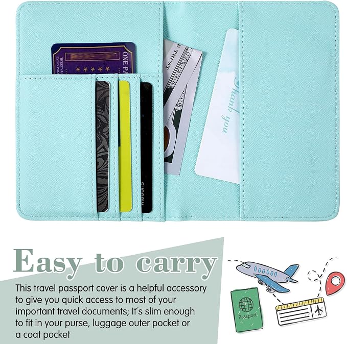 2 Pcs Passport Cover Holder for Travel Waterproof Leather Passport Wallet Case Book Travel Cruise Essentials for Women Men | 2 Pieces