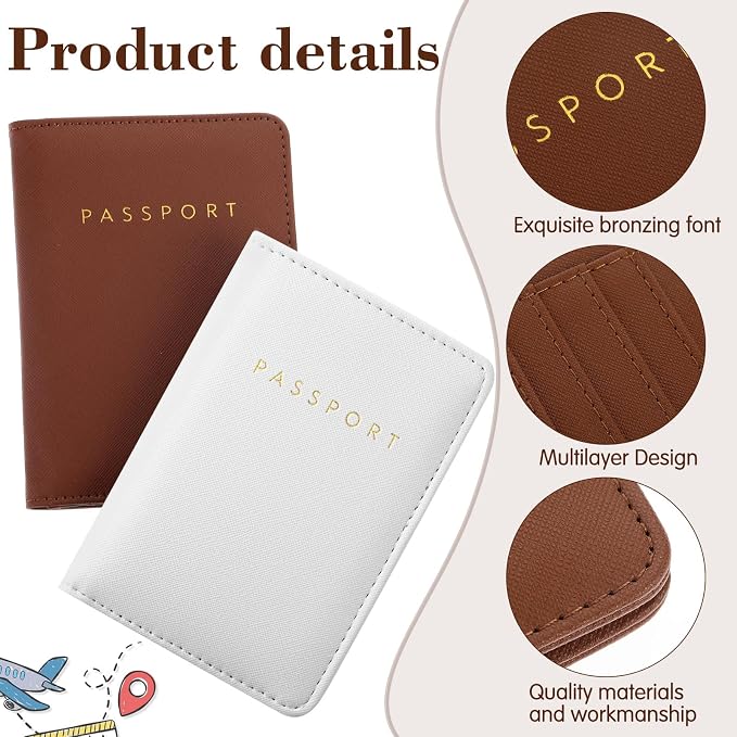 2 Pcs Passport Cover Holder for Travel Waterproof Leather Passport Wallet Case Book Travel Cruise Essentials for Women Men | 2 Pieces