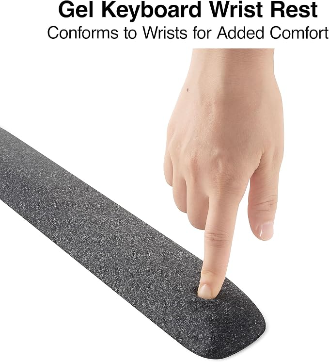 Staples Ergonomic Gel Keyboard Wrist Rest, 18.66" x 2.8" x 0.91", Non‑Slip Base, Soft Wrist Support Cushion for Easy Typing, Full‑Size Keyboards, Office/Computer/Gaming, Black
