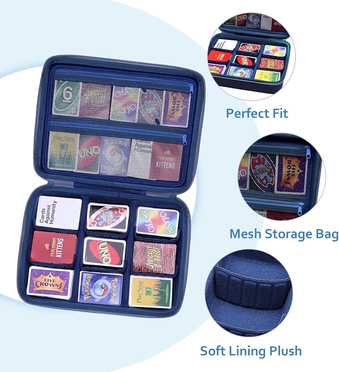 XANAD Card Game Case Fits 3000+ Cards, Fits for Baseball Sports playing card/UNO/playing card Against Humanity Card Game and All Other Card Games Expansions (Dark Blue)
