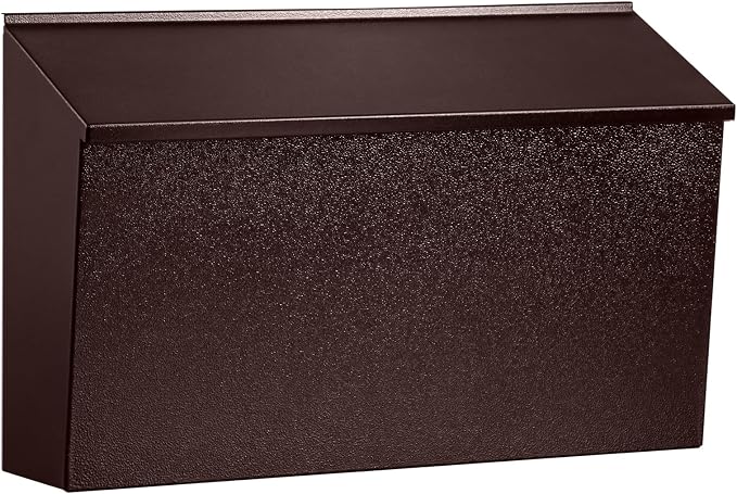 Dalmbox Wall-Mount Mailbox Large Mailbox for Post Rust-Proof Galvanized Steel Box for Outside or Townhouse Horizontal Style, Bronze, 15.7” x 4.3” x 9.4”