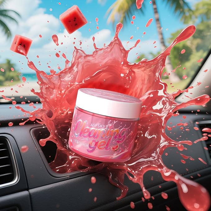 ASFSKY Car Cleaning Gel, Watermelon | Cleaning Putty for Car Interior, Keyboard Dust Remover, Universal Cleaning Gel, Red, 1 Pack
