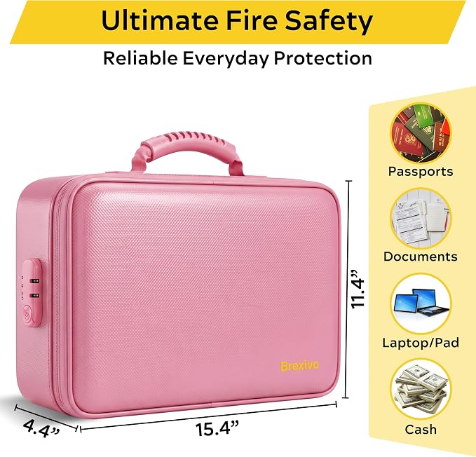 Fireproof Document Box with Lock, 13-Folder File Organizer Bag | 13 accordion folders for passports, certificates, cash & important documents, ideal for home office travel storage