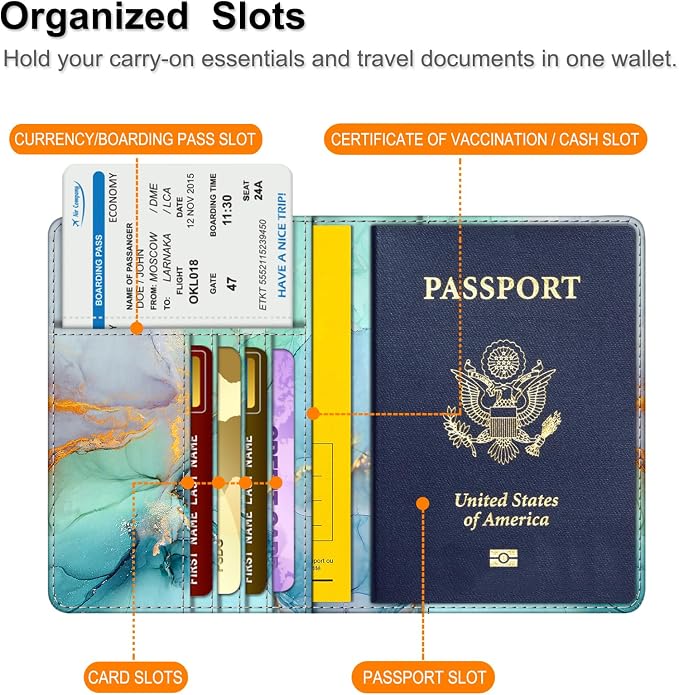 FINTIE Passport Holder, Slim Travel Wallet RFID Blocking Card Case Cover | Passport Cover Protector Essentials with Credit Card Slots, For Women/Men