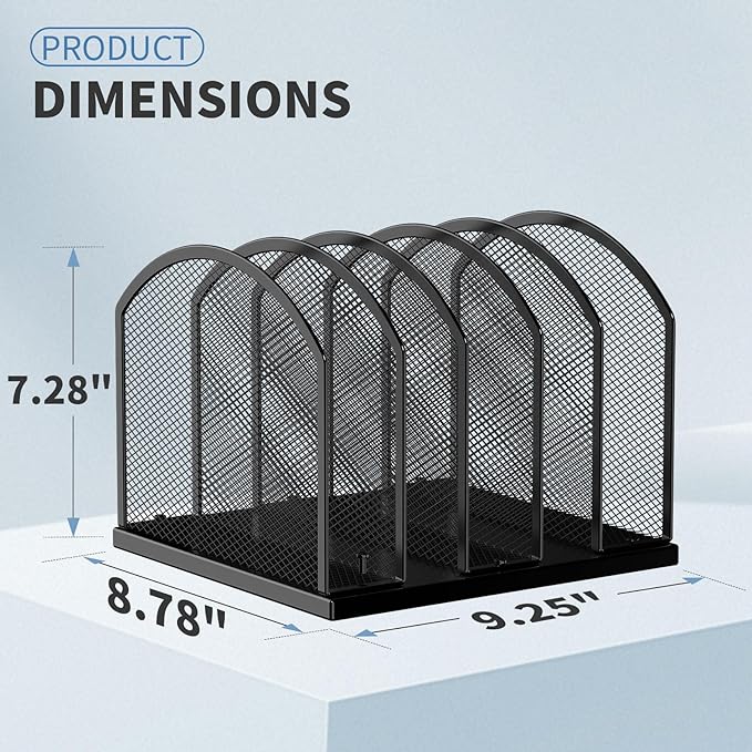 2 Pack Gawerk 5-Section Vertical Desktop Organizer, 5-Section Mesh File Folder Stand Sorter for Office Home Classroom Organization, Black
