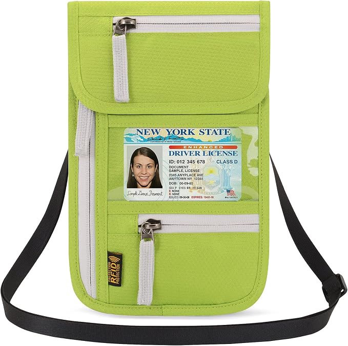 Neck Wallet Lightweight RFID Blocking Waterproof Travel Pouch Passport Wallets for Women Men
