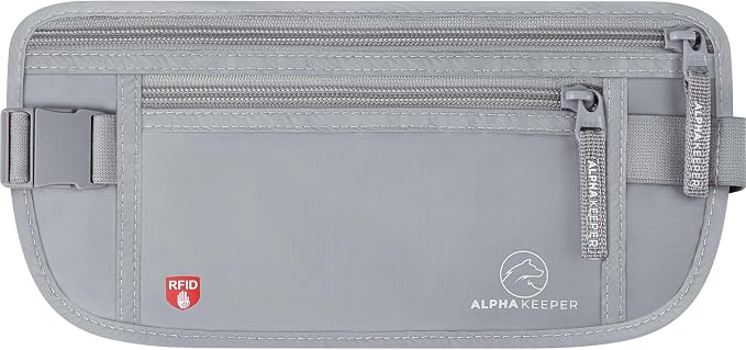 Alpha Keeper Money Belt for Travel Hidden Under Clothes – RFID Blocking Passport Holder & Slim Waist Wallet Pouch for Women & Men, Anti-Theft Travel Accessories